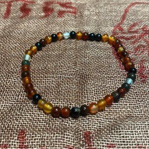 4MM Fire Agate Bead Stretchy Cord Bracelet